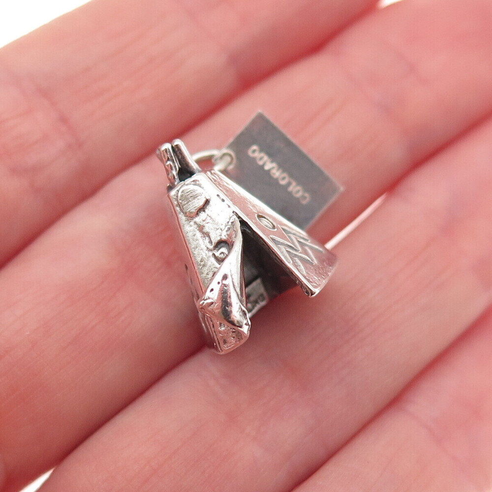 Bell Trading Post Old Pawn 925 Sterling Vintage Teepee Colorado 3D Mini Pendant